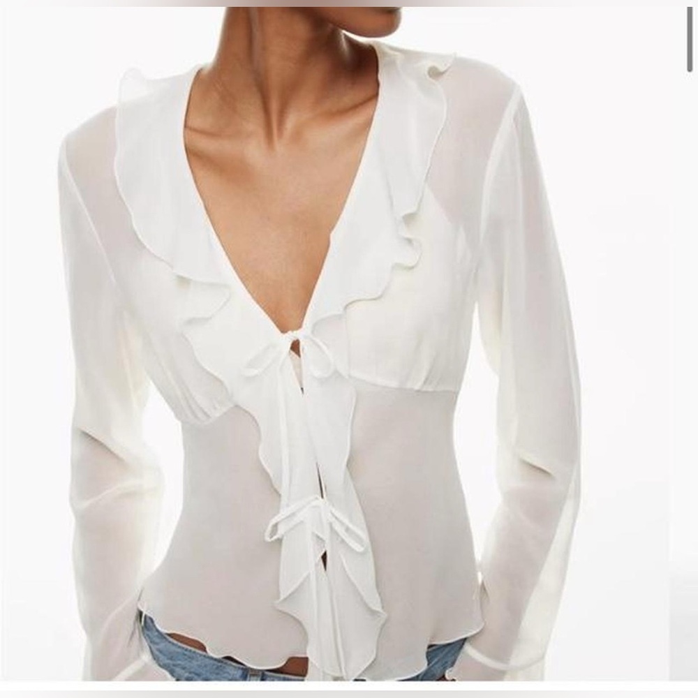 Aritzia Wilfred Frenchy White Ruffle Blouse